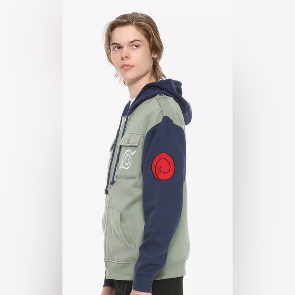 Naruto Shippuden Kakashi Hatake Zip Hoodie Sweatshirt Uzumaki Clan Large - Picture 3 of 14